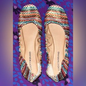 New Lucky Brand Emmie Foldable Flats Multicolor Sequin Shoes Size 10M 40